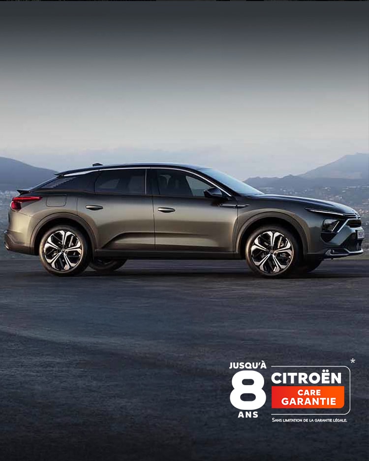 Two Citroën C5 X parked 3/4 rear view and profile