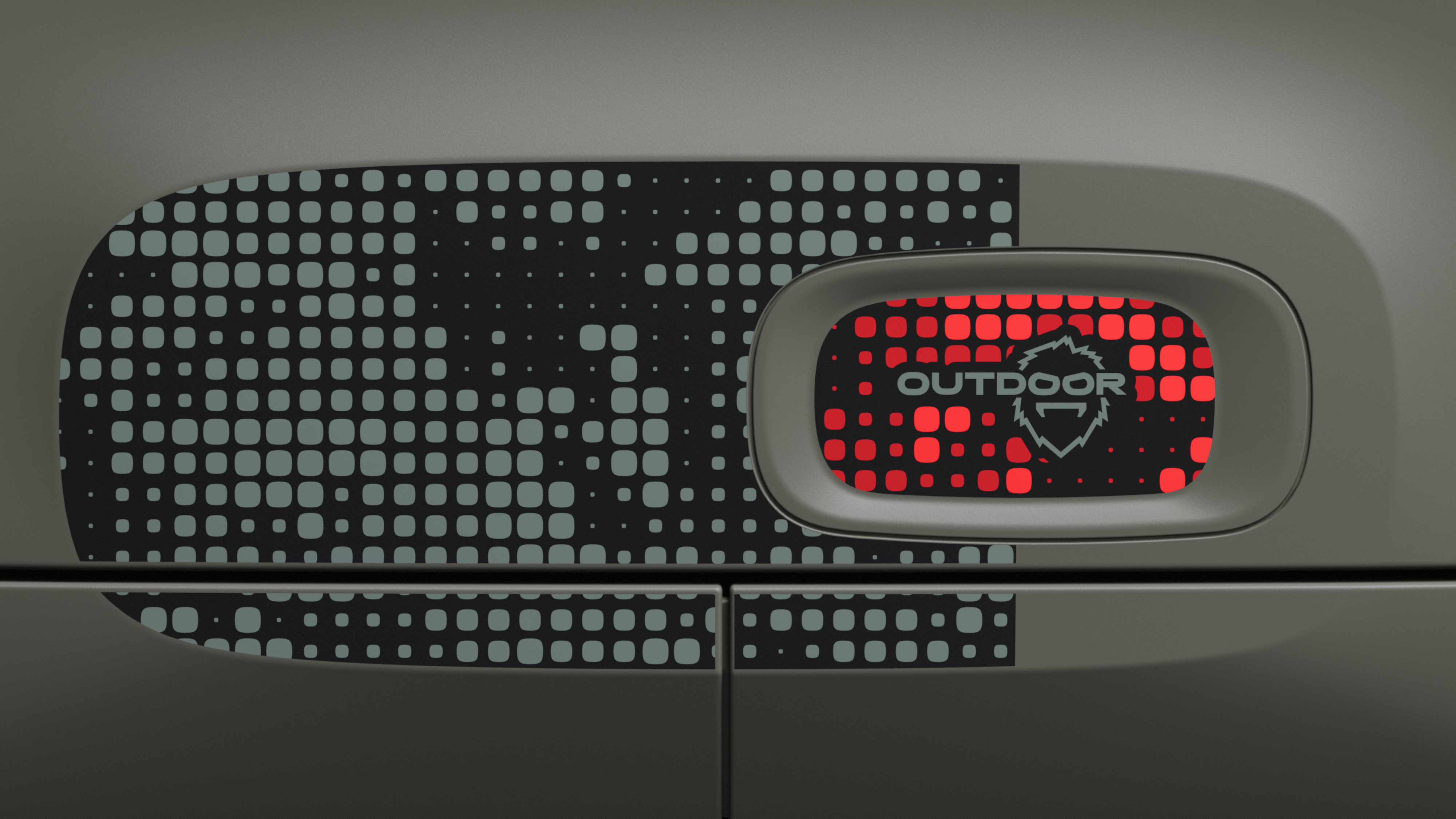 Gros plan sur le côté arrière et les stickers graphiques de Citroën Ami Outdoor présentant la signature stylistique distinctive de la version Outdoor