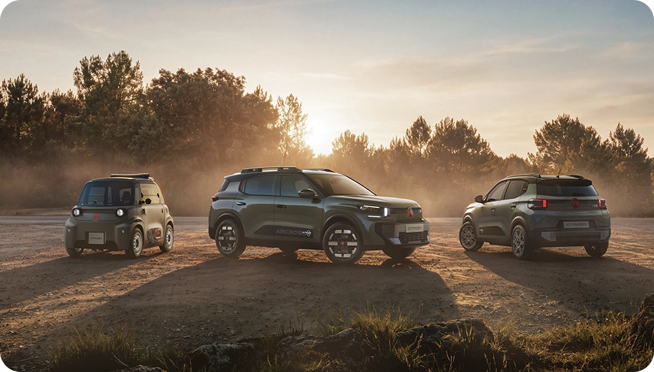 Driekwartaanzicht van het compacte en veelzijdige Citroën Outdoor-gamma