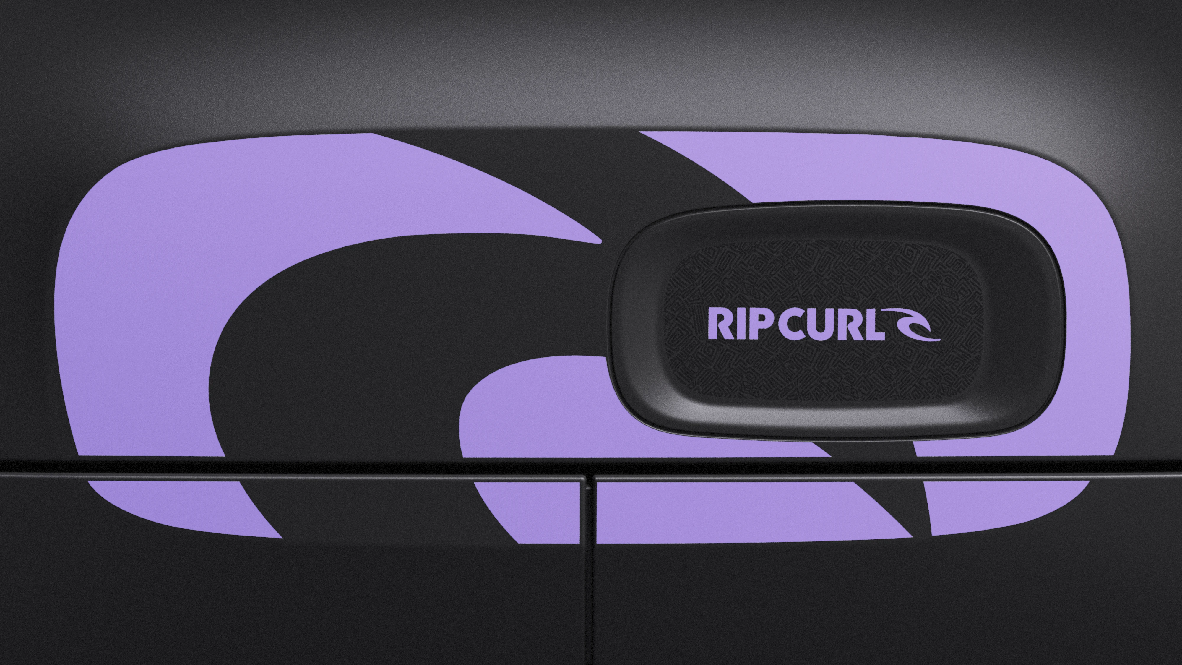Close-up van de zijdetails van de Citroën Ami x Rip Curl elektrische wagen zonder rijbewijs, Rip Curl‑stijl van de Citroën Ami voor een stedelijke elektrische wagen