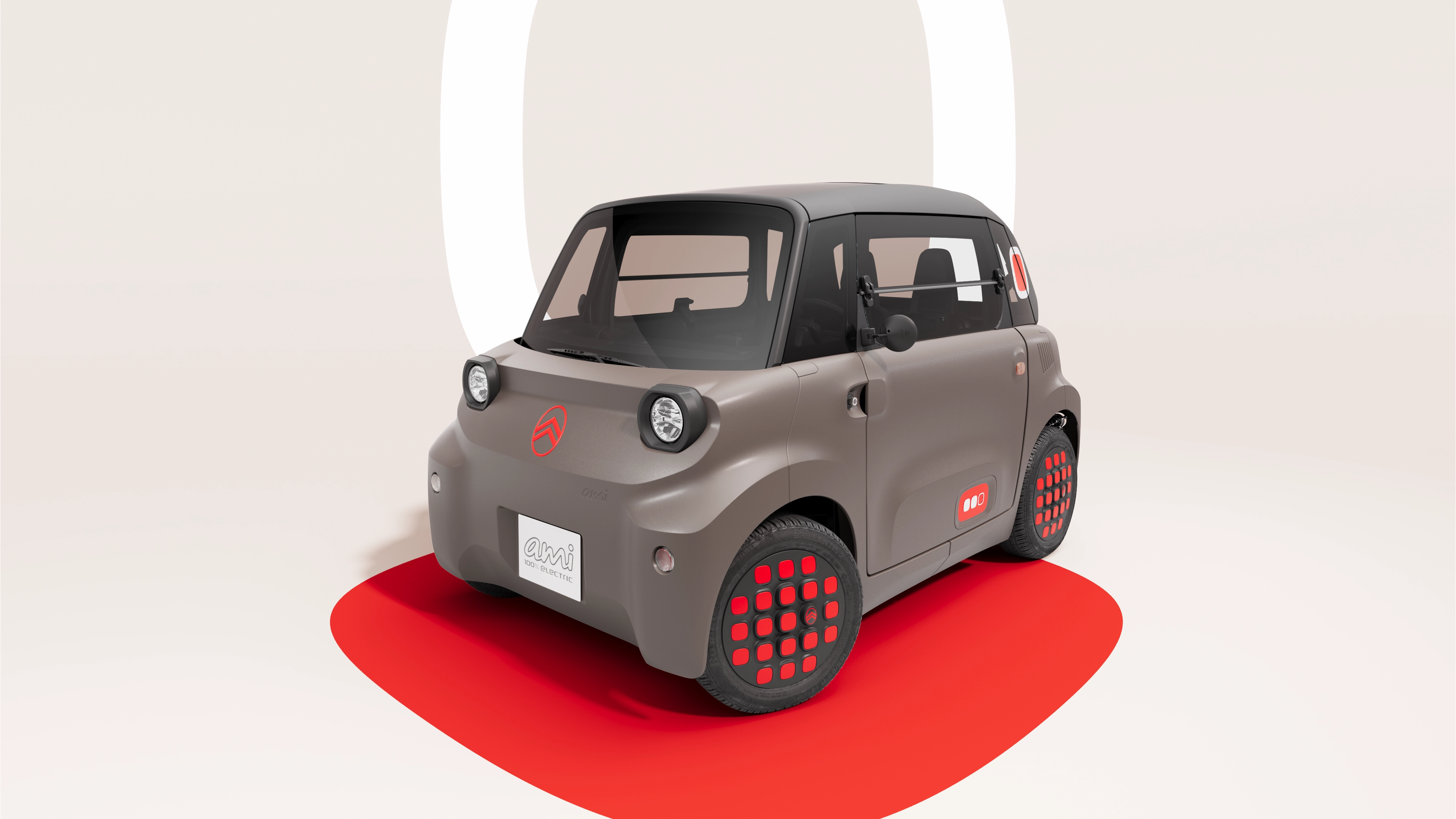 Driekwart van de voorkant van de Citroën Ami licht het compacte elektrische design uit dat een veilige, betrouwbare en vrije rijervaring in de stad biedt.
