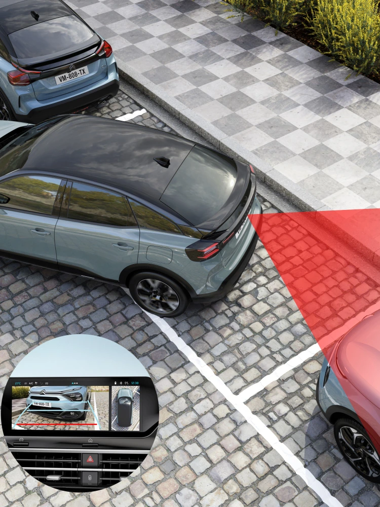 Achteruitkijk C4 met 180° camera, helder zicht, veiligheid en technologie voor een premium zelfverzekerde achteruitrijervaring