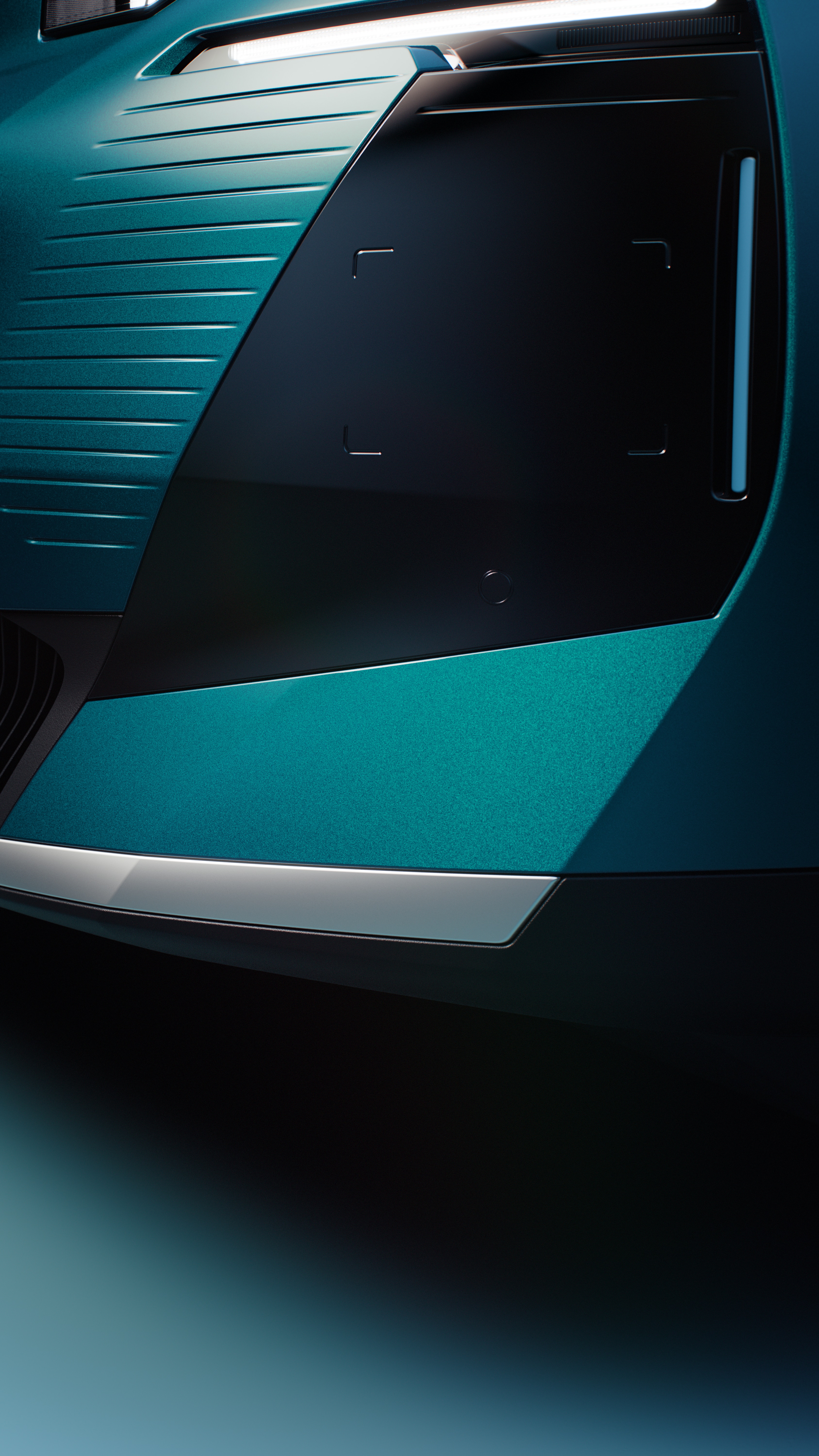 Detailaanzicht van de voorkant van de Citroën C5 Aircross Emeraude met specifieke kleuraccenten en details vooraan, krachtige styling van een gezins-SUV